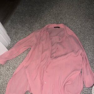 Zara Soft Pink Long Sleeve Shirt